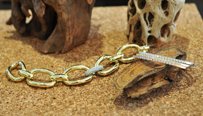Gold and diamond bracelets