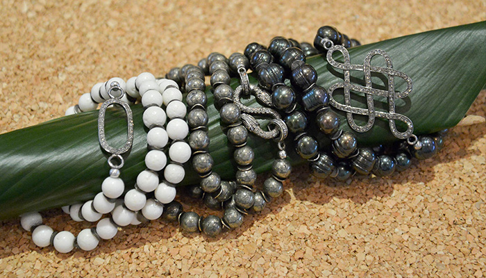 Cool wrap bracelets with diamond elements by Renee Shepperd
