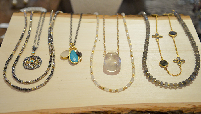 Delicate gemstone  necklaces and pendants great for layering. 
