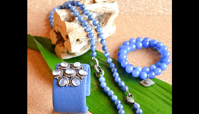 Royal blue-unique looks in Shagreen, Kyanite and blue agate..this is my favorite color right now!!
