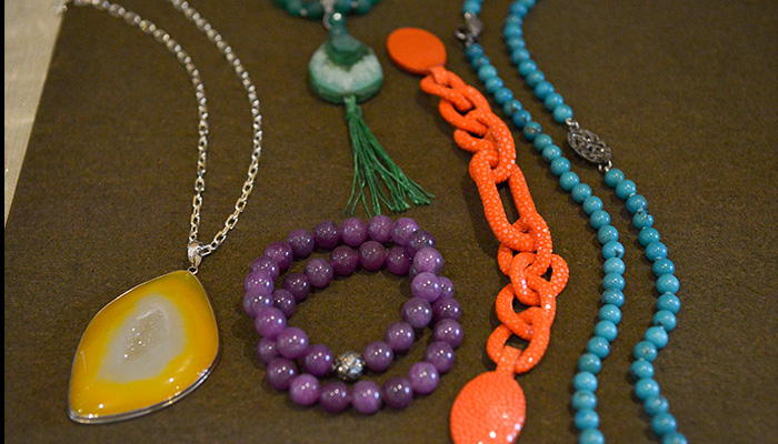 Add a pop of color to your wardrobe with one of a kind gemstones and statement pieces. 
